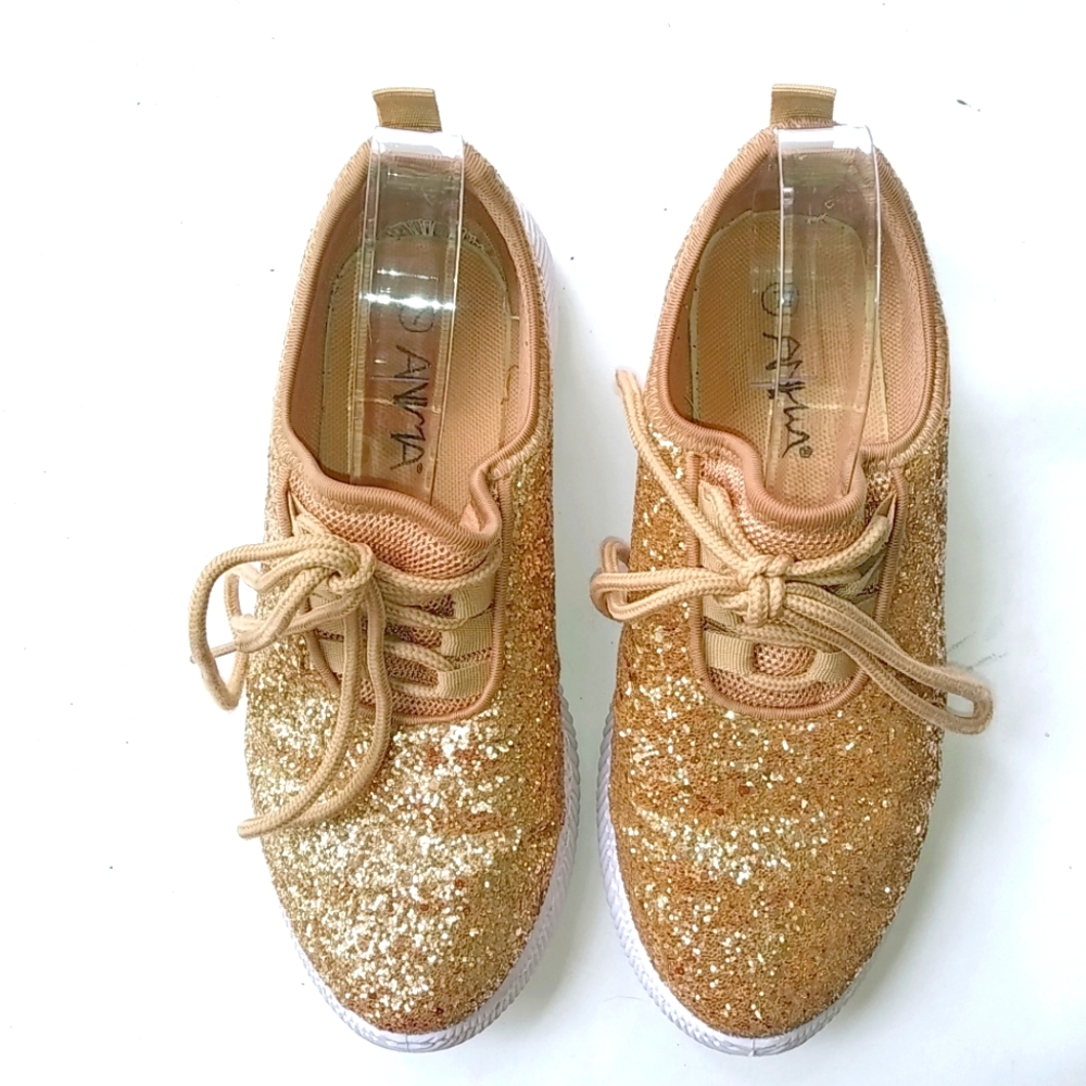 Anna 7 Gold Glitter Slip On Sneakers